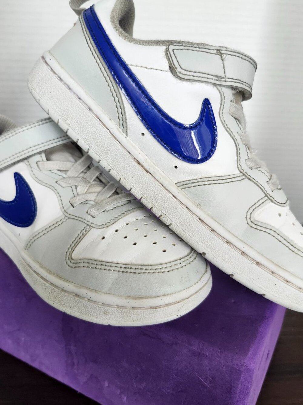 NIKE Toddler Sneakers Size 13C, White and Royal Blue